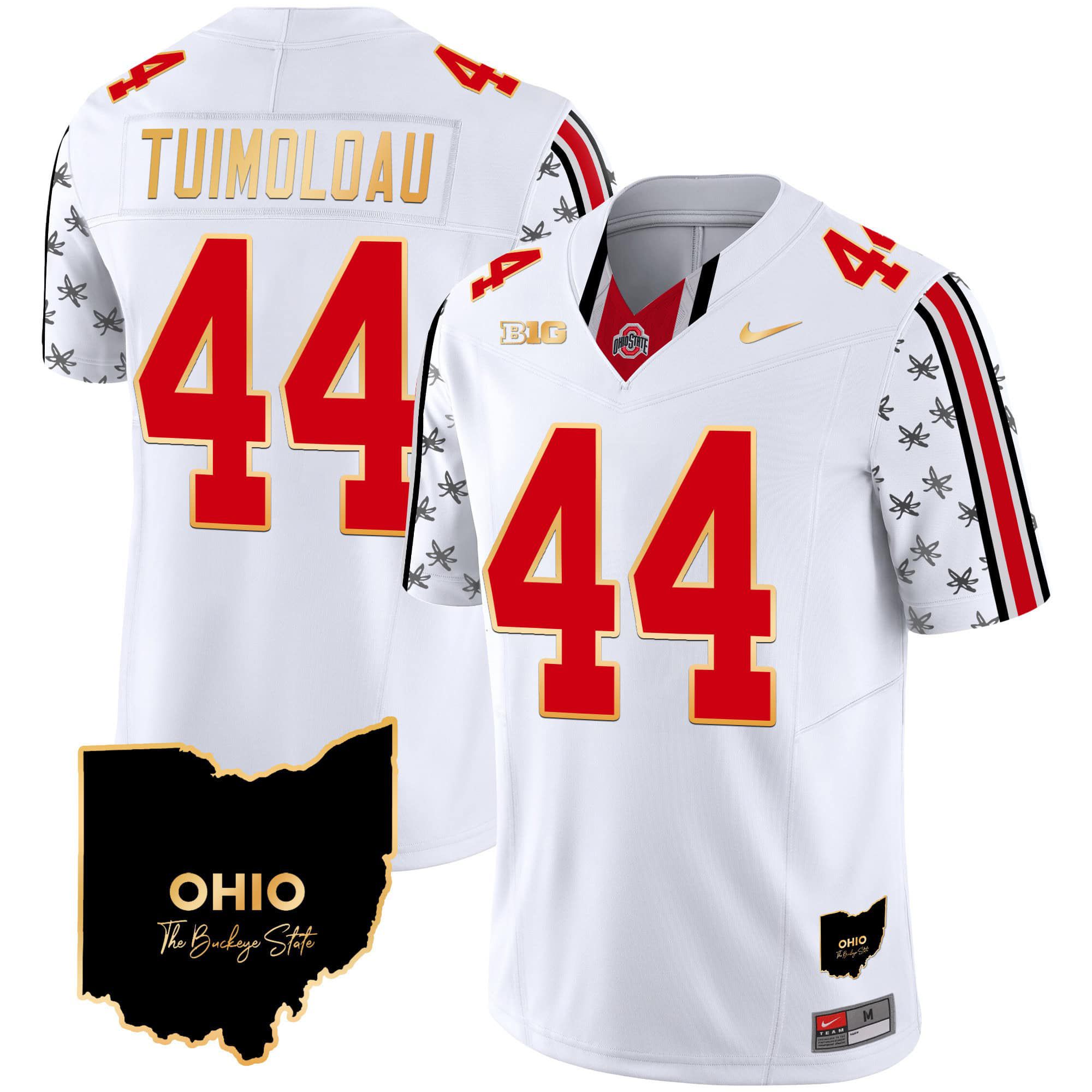 Men Ohio State Buckeyes #44 Tuimoloau White 2024 Nike Home Patch Gold Trim Vapor Limited NCAA Jersey->indianapolis colts->NFL Jersey